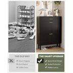 GustoWave Shoe Storage Cabinet for Entryway, Free Standing Shoe Organizer with 2 Flip Drawers, Hidden Shoe Rack Storage Organizer