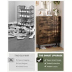 GustoWave Shoe Storage Cabinet for Entryway, Free Standing Shoe Organizer with 2 Flip Drawers, Hidden Shoe Rack Storage Organizer