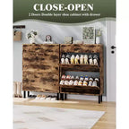 GustoWave Shoe Storage Cabinet for Entryway, Free Standing Shoe Organizer with 2 Flip Drawers, Hidden Shoe Rack Storage Organizer