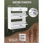 GustoWave Shoe Storage Cabinet for Entryway, Free Standing Shoe Organizer with 2 Flip Drawers, Hidden Shoe Rack Storage Organizer