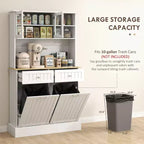 Kitchen Cabinet with Charging Station, 2 Tilt Out Cabinets, Microwave Stand, Freestanding Kitchen Pantry Cabinet