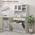 Kitchen Cabinet with Charging Station, 2 Tilt Out Cabinets, Microwave Stand, Freestanding Kitchen Pantry Cabinet