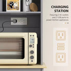 Kitchen Cabinet with Charging Station, 2 Tilt Out Cabinets, Microwave Stand, Freestanding Kitchen Pantry Cabinet