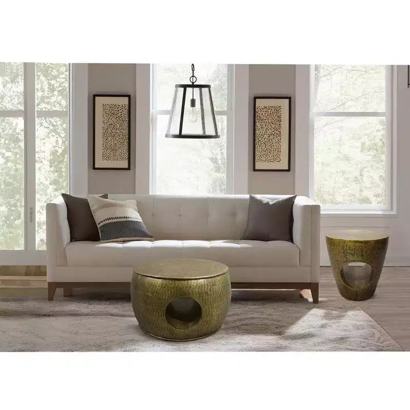 Royal Hampton Nala 23 Inch Coffee Table, Low Round Drum Shape with Unique Hollow Center
