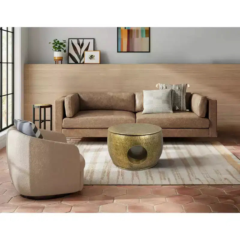 Table basse Royal Hampton Nala 23 pouces, forme ronde basse avec centre creux unique