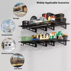 2x4 Ft Garage Shelving, Heavy Duty Wall Mounted Storage Rack, Floating Shelves, 800LB Load Capacity, Metal Garage Organization for Tools & Supplies