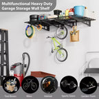 2x4 Ft Garage Shelving, Heavy Duty Wall Mounted Storage Rack, Floating Shelves, 800LB Load Capacity, Metal Garage Organization for Tools & Supplies