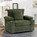 MAYEERTY Oversized Chenille Sofa with Ottoman with Cupholders Lumbar Support for Back Pain Relief for Living Room Office Green
