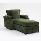 Canapé en chenille surdimensionné MAYEERTY avec pouf, porte-gobelets, soutien lombaire pour le soulagement des maux de dos pour salon ou bureau, vert