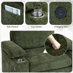 Canapé en chenille surdimensionné MAYEERTY avec pouf, porte-gobelets, soutien lombaire pour le soulagement des maux de dos pour salon ou bureau, vert