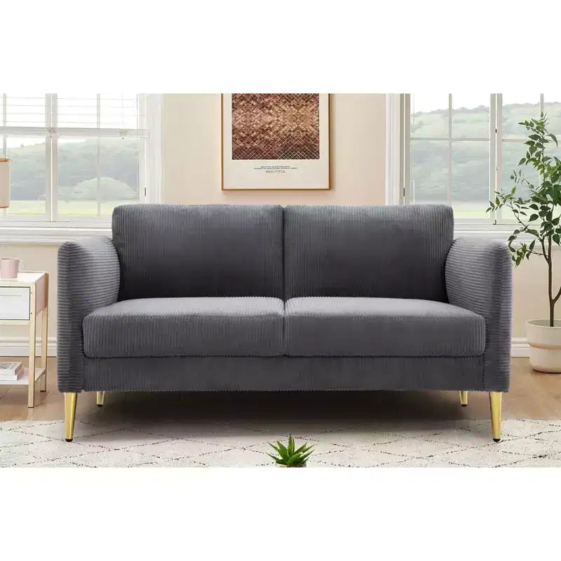 Okak Modern Plush Upholstered Corduroy Loveseat with Solid Wood Frame,Compact Sofa Couch for Living Room,Apartment