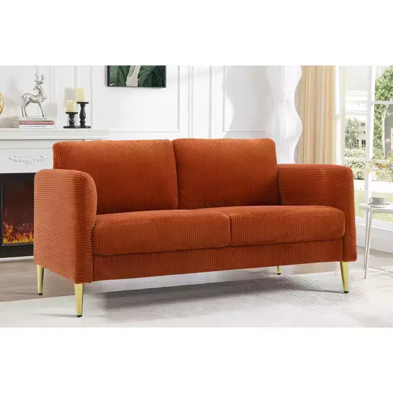 Okak Modern Plush Upholstered Corduroy Loveseat with Solid Wood Frame,Compact Sofa Couch for Living Room,Apartment