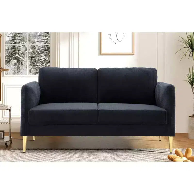 Okak Modern Plush Upholstered Corduroy Loveseat with Solid Wood Frame,Compact Sofa Couch for Living Room,Apartment