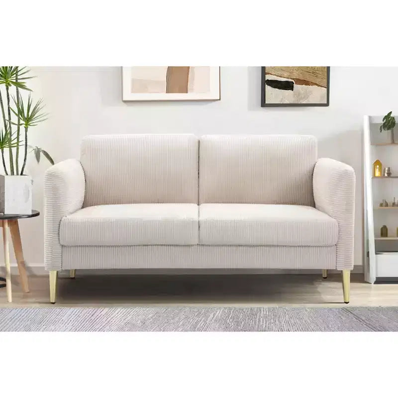 Okak Modern Plush Upholstered Corduroy Loveseat with Solid Wood Frame,Compact Sofa Couch for Living Room,Apartment