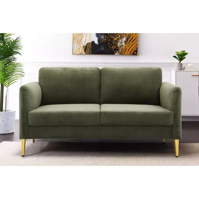 Okak Modern Plush Upholstered Corduroy Loveseat with Solid Wood Frame,Compact Sofa Couch for Living Room,Apartment