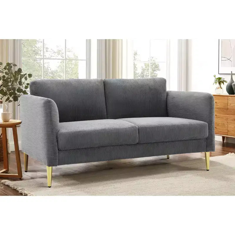 Okak Modern Plush Upholstered Corduroy Loveseat with Solid Wood Frame,Compact Sofa Couch for Living Room,Apartment