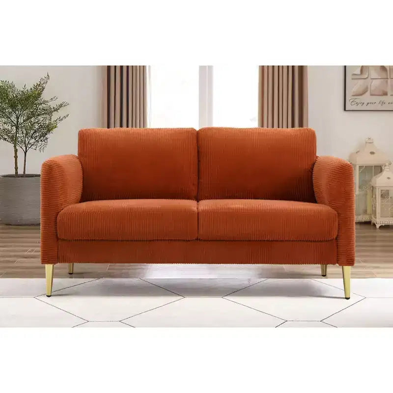 Okak Modern Plush Upholstered Corduroy Loveseat with Solid Wood Frame,Compact Sofa Couch for Living Room,Apartment