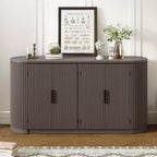 Meuble de rangement Clihome à rayures verticales avec portes, poignées métalliques et étagères réglables pour la salle à manger, meuble de rangement moderne pour le salon