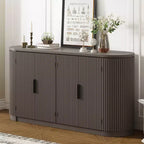 Meuble de rangement Clihome à rayures verticales avec portes, poignées métalliques et étagères réglables pour la salle à manger, meuble de rangement moderne pour le salon
