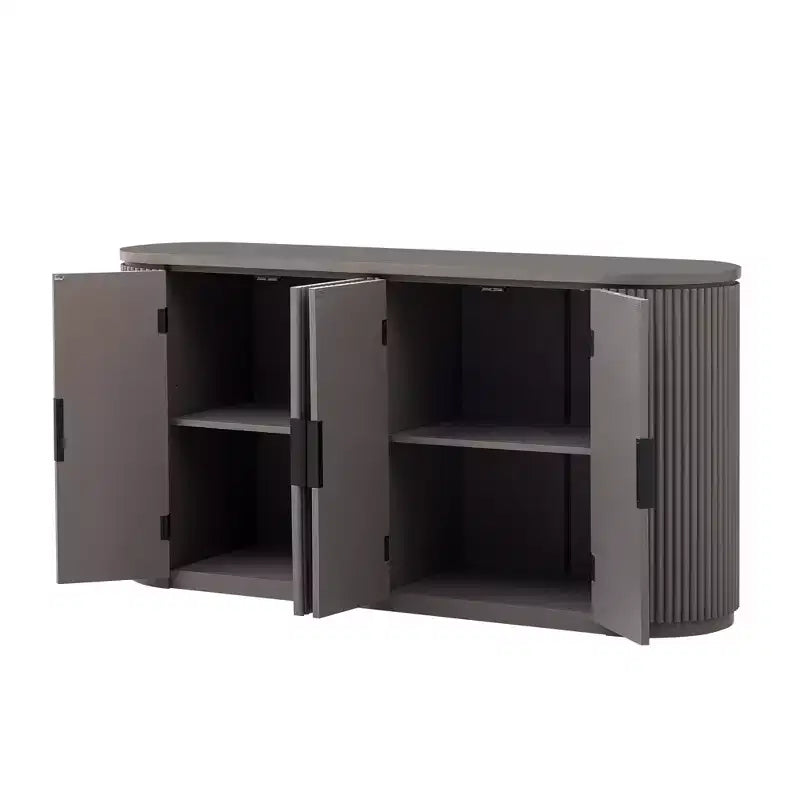 Meuble de rangement Clihome à rayures verticales avec portes, poignées métalliques et étagères réglables pour la salle à manger, meuble de rangement moderne pour le salon