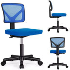 Chaise de bureau Okak dossier bas en maille, sans accoudoirs, chaise d'ordinateur avec support lombaire, chaise de bureau pour l'étude, la salle de lecture, le bureau
