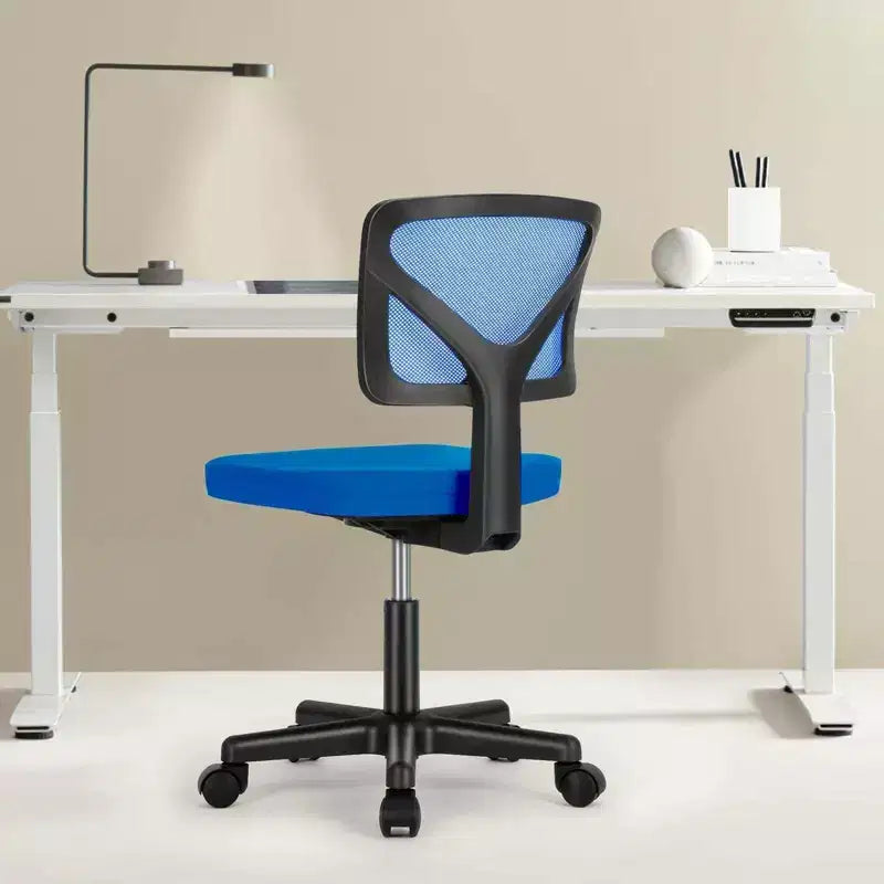Chaise de bureau Okak dossier bas en maille, sans accoudoirs, chaise d'ordinateur avec support lombaire, chaise de bureau pour l'étude, la salle de lecture, le bureau