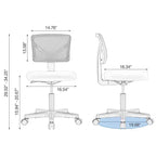 Chaise de bureau Okak dossier bas en maille, sans accoudoirs, chaise d'ordinateur avec support lombaire, chaise de bureau pour l'étude, la salle de lecture, le bureau
