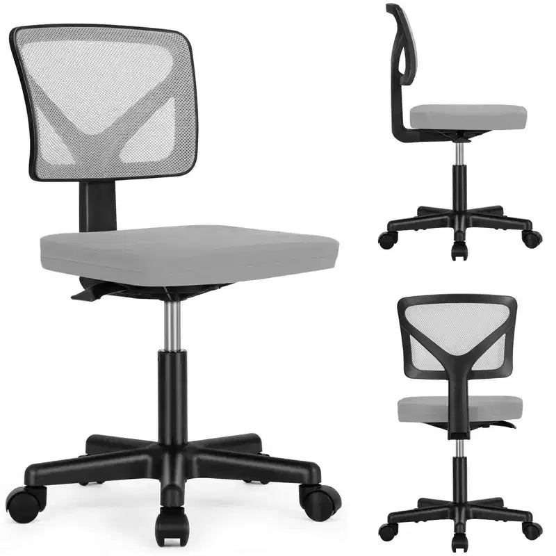 Chaise de bureau Okak dossier bas en maille, sans accoudoirs, chaise d'ordinateur avec support lombaire, chaise de bureau pour l'étude, la salle de lecture, le bureau