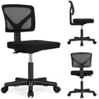 Chaise de bureau Okak dossier bas en maille, sans accoudoirs, chaise d'ordinateur avec support lombaire, chaise de bureau pour l'étude, la salle de lecture, le bureau