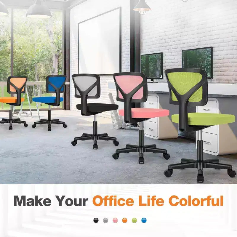 Chaise de bureau Okak dossier bas en maille, sans accoudoirs, chaise d'ordinateur avec support lombaire, chaise de bureau pour l'étude, la salle de lecture, le bureau
