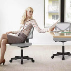 Chaise de bureau Okak dossier bas en maille, sans accoudoirs, chaise d'ordinateur avec support lombaire, chaise de bureau pour l'étude, la salle de lecture, le bureau