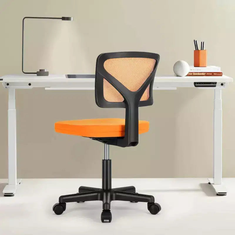 Chaise de bureau Okak dossier bas en maille, sans accoudoirs, chaise d'ordinateur avec support lombaire, chaise de bureau pour l'étude, la salle de lecture, le bureau
