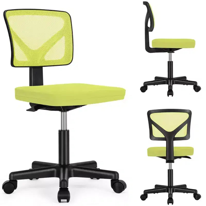 Chaise de bureau Okak dossier bas en maille, sans accoudoirs, chaise d'ordinateur avec support lombaire, chaise de bureau pour l'étude, la salle de lecture, le bureau