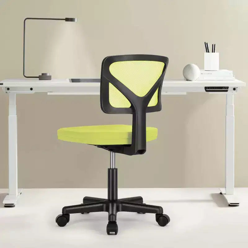 Chaise de bureau Okak dossier bas en maille, sans accoudoirs, chaise d'ordinateur avec support lombaire, chaise de bureau pour l'étude, la salle de lecture, le bureau