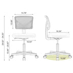Chaise de bureau Okak dossier bas en maille, sans accoudoirs, chaise d'ordinateur avec support lombaire, chaise de bureau pour l'étude, la salle de lecture, le bureau