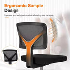 Chaise de bureau Okak dossier bas en maille, sans accoudoirs, chaise d'ordinateur avec support lombaire, chaise de bureau pour l'étude, la salle de lecture, le bureau