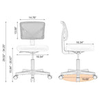 Chaise de bureau Okak dossier bas en maille, sans accoudoirs, chaise d'ordinateur avec support lombaire, chaise de bureau pour l'étude, la salle de lecture, le bureau
