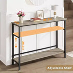 Table d'entrée de 100 cm, Table console de canapé industrielle à 2 niveaux avec rangement, Table d'appoint, pour Entrée, Couloir, Vestibule, Cadre en métal en forme de U