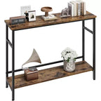 Table d'entrée de 100 cm, Table console de canapé industrielle à 2 niveaux avec rangement, Table d'appoint, pour Entrée, Couloir, Vestibule, Cadre en métal en forme de U