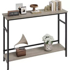 Table d'entrée de 100 cm, Table console de canapé industrielle à 2 niveaux avec rangement, Table d'appoint, pour Entrée, Couloir, Vestibule, Cadre en métal en forme de U