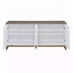 Bahut console Royal Hampton, aspect marbre blanc 4 portes marron 65 pouces