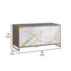 Bahut console Royal Hampton, aspect marbre blanc 4 portes marron 65 pouces