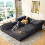 Homdox Canapé-lit 3 places 110 Cloud avec assise profonde et base antidérapante, méridienne en forme de L pour salon, aucun assemblage requis,