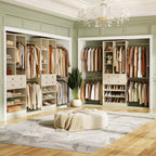 Besiost Wooden Closet System with Shoes Shelf and Drawer, Closet Organizer Storage with Drawer