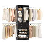 Besiost Wooden Closet System with Shoes Shelf and Drawer, Closet Organizer Storage with Drawer
