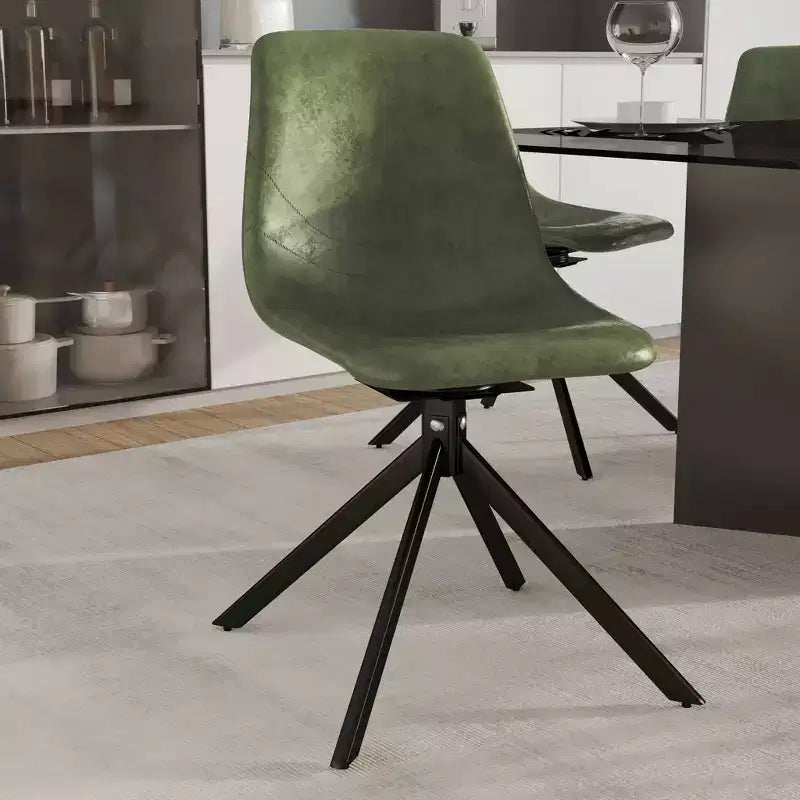 LeisureMod Markley Chaise d'appoint pivotante en cuir avec pieds en fer durables, chaise d'appoint confortable pour cuisine, salle à manger ou bureau, lot de 4