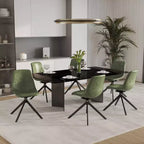 LeisureMod Markley Chaise d'appoint pivotante en cuir avec pieds en fer durables, chaise d'appoint confortable pour cuisine, salle à manger ou bureau, lot de 4