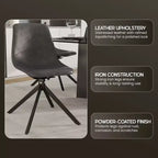 LeisureMod Markley Chaise d'appoint pivotante en cuir avec pieds en fer durables, chaise d'appoint confortable pour cuisine, salle à manger ou bureau, lot de 4