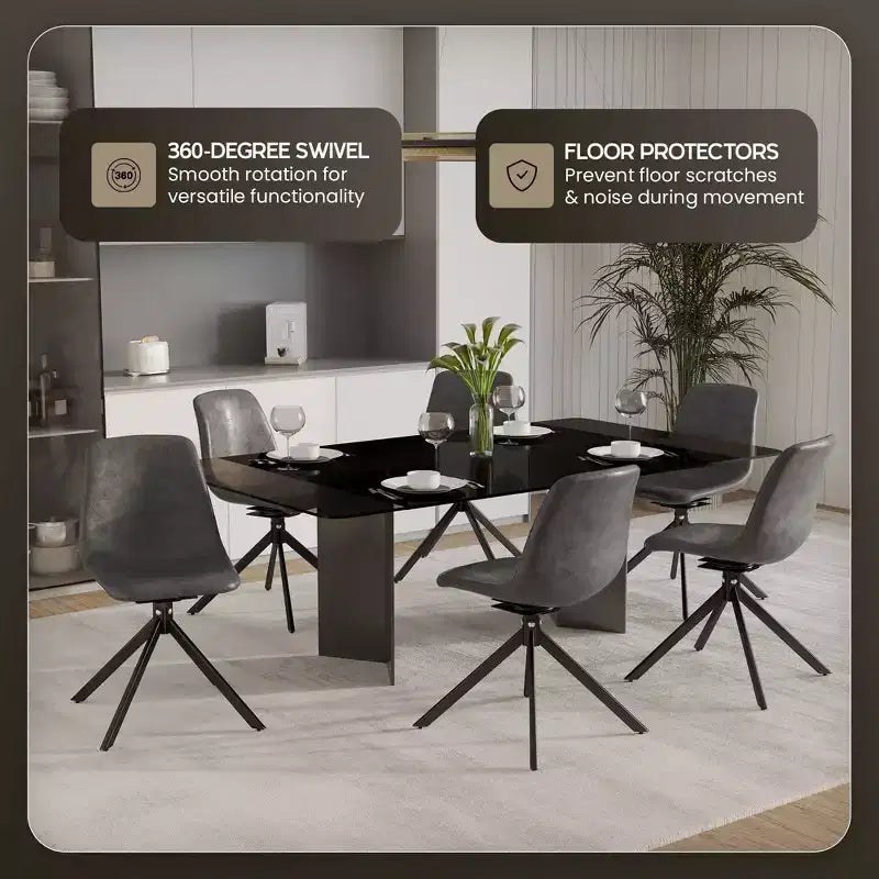 LeisureMod Markley Chaise d'appoint pivotante en cuir avec pieds en fer durables, chaise d'appoint confortable pour cuisine, salle à manger ou bureau, lot de 4