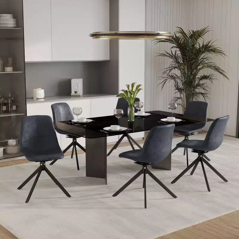 LeisureMod Markley Chaise d'appoint pivotante en cuir avec pieds en fer durables, chaise d'appoint confortable pour cuisine, salle à manger ou bureau, lot de 4